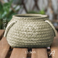 Woven pocket pottery flower pot