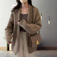 Women's Korean Style Puff Sleeve Solid Color Sweater Drop-shoulder Coat