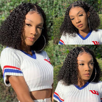 Kinky Curly Short Bob Lace Front Human Hair Wig