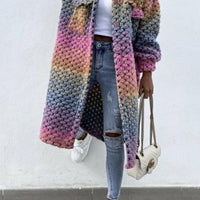 Autumn And Winter Woolen Coat Loose Lapels Breasted Plaid Trench Coat Coat