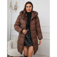 Women's Hooded Cotton-padded Jacket, Mid-length, Slim-fitting, Warm Cotton-padded Jacket