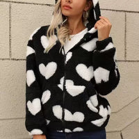 Women's Casual Double-sided Plush Hooded Jacket