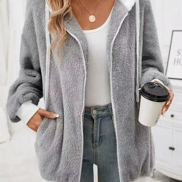 Women's Casual Multicolor Double-sided Plush Zipper Plush Coat