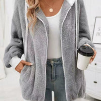 Women's Casual Multicolor Double-sided Plush Zipper Plush Coat