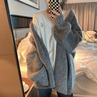 Women's Korean Style Puff Sleeve Solid Color Sweater Drop-shoulder Coat