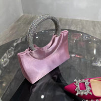 Women's Silk Satin Dinner Rhinestone Tote Special-interest Design