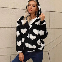 Women's Casual Double-sided Plush Hooded Jacket