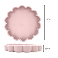 Baby Cute Lion Silicone Wooden Handle Fork Spoon Dinner Plate