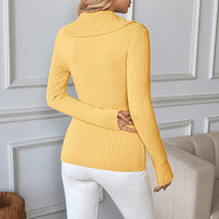 Asymmetric V-neck Slim Fit Sweater Women