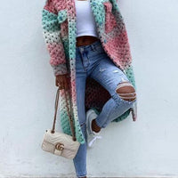 Autumn And Winter Woolen Coat Loose Lapels Breasted Plaid Trench Coat Coat