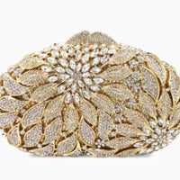 Female Leaf Flower Inlaid Diamond Dinner Bag
