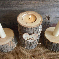 Wooden Candlesticks With Romantic Dinner Tabletop Ornaments