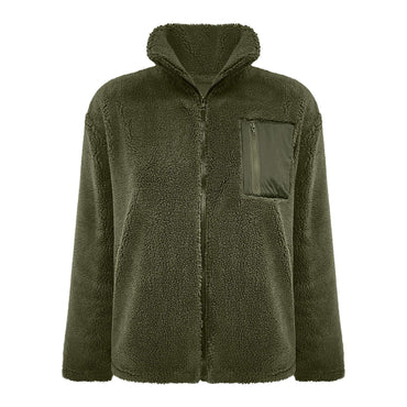 Lambswool Warm Fashion Solid Color Zipper Plush Coat