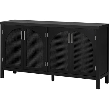 TREXM Sideboard With Rattan Door & Metal Handles For Living Room