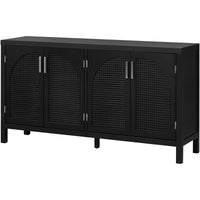 TREXM Sideboard With Rattan Door & Metal Handles For Living Room