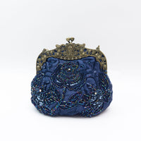 Rose Embroidered Sequins Embroidered Beads Dinner Bag Vintage