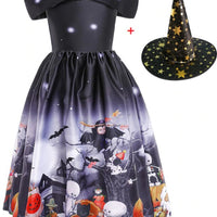 Halloween Princess Dress Halloween Printed Mesh