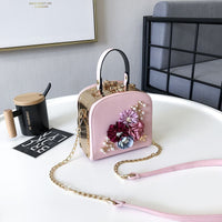 Metal Clip Small Square Bag New Fashion Dinner Flower Shoulder