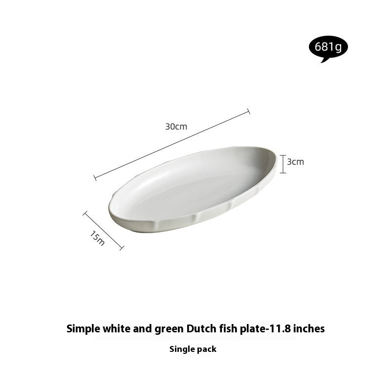 Household Steamed Fish Plate Good-looking Large Exquisite Japanese Style Dinner Plate