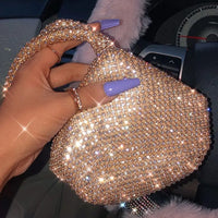 Diamond Triangle Rhinestone Round Dinner Bag