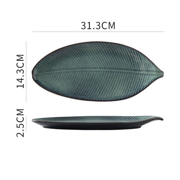 Japanese Fish Creative Leaf Dinner Household Kiln Changed Ceramic Dinner Plate