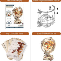 Rokr Luminous Globe 3D Wooden Hot Selling 180PCS Model Building Block Kits Toy