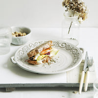 Retro Embossing Dinner Plate Ceramic Tableware