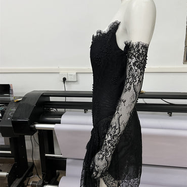 Fashionable Oversleeve Tube Top Lace Fashion Party Dinner Dress