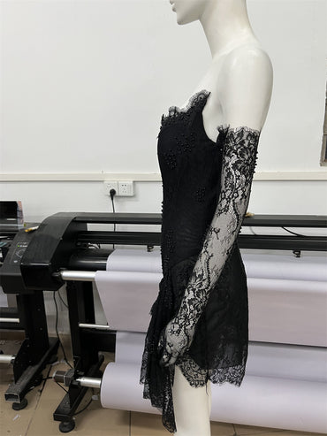 Fashionable Oversleeve Tube Top Lace Fashion Party Dinner Dress