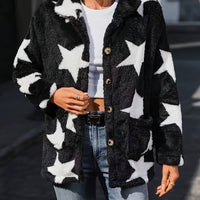 Women's Printed Double-sided Plush Casual Button Plush Coat