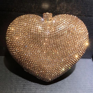 Hand Holding Heart-shaped Diamond Dinner Bag