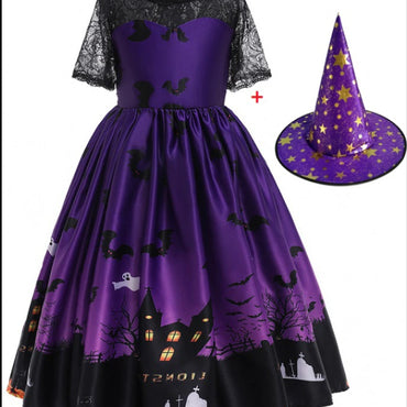 Halloween Princess Dress Halloween Printed Mesh