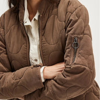 Women's Casual Quilted Cotton Jacket Loose Stand Collar Coat