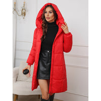 Women's Hooded Cotton-padded Jacket, Mid-length, Slim-fitting, Warm Cotton-padded Jacket