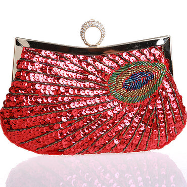 Hot Sale Dinner Bag Peacock Handmade Beaded Ring
