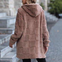 Hooded Long Cardigan Plush Coat