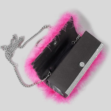 New Mink Fur With Diamonds Dinner Bag