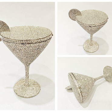 Hollow Rhinestone Cocktail Style Dinner Clutch