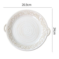 Retro Embossing Dinner Plate Ceramic Tableware