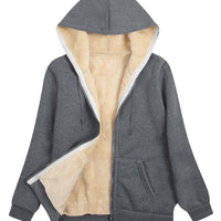 Fleece-lined Thickened Hooded Plush Women's Coat