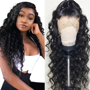 Chemical fiber front lace black small curly wig