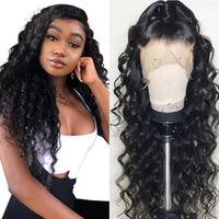 Chemical fiber front lace black small curly wig