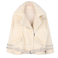 Women's coat leather buckle fur coat women