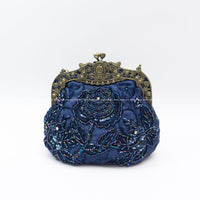 Rose Embroidered Sequins Embroidered Beads Dinner Bag Vintage