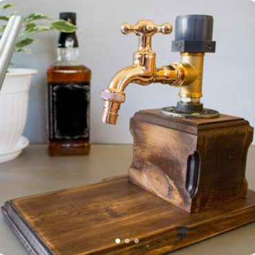 Whiskey Wood Dispenser Faucet Shape Father