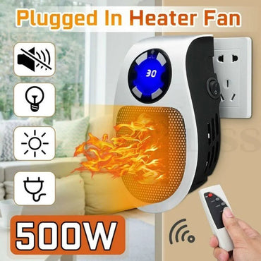 500W Electric Plugin Fan Heater