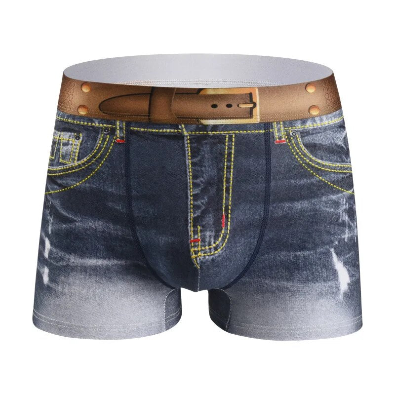 Men 3D Denim Print Boxer Shorts