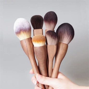 Vintage European Wood Handle Makeup Brush Set