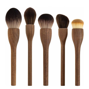 Vintage European Wood Handle Makeup Brush Set