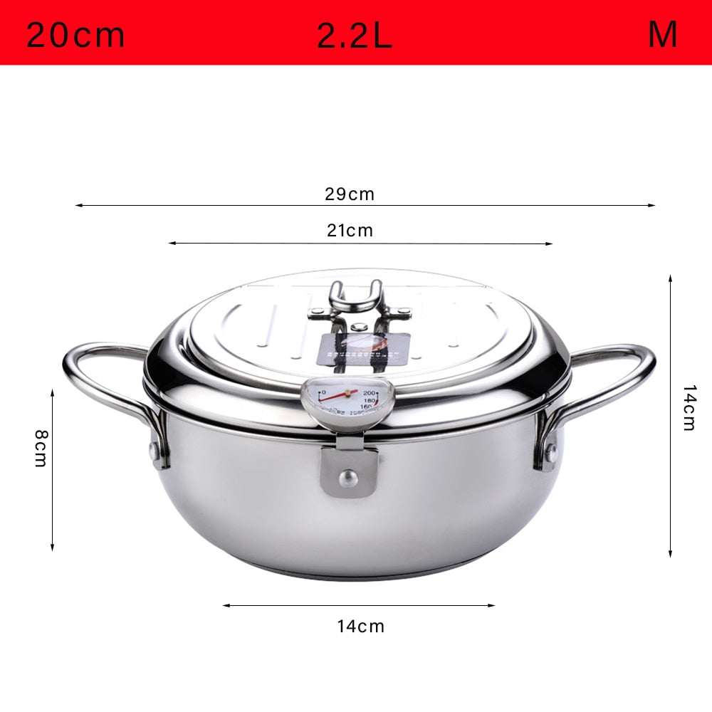 Japanese Deep Fryer With Thermometer and Lid